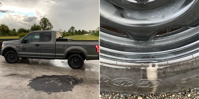 Martin County Sheriff's Office Deputy John Barca said the bolt struck just 4 feet from his vehicle. (Martin County Sheriff's Office)