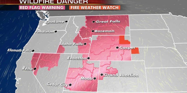 The wildfire danger for across the West for Wednesday, Aug. 12, 2020.