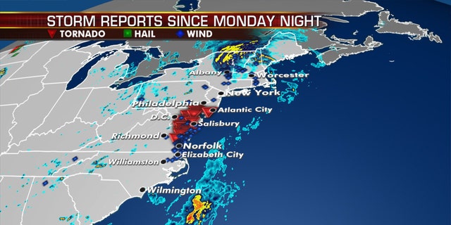 Dozens of storm reports stretch from the Carolinas to New England after Tropical Storm Isaias roared through the area.