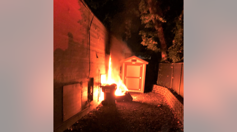 Riot declared in Portland after fire set at police union building | Fox ...