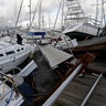Boats are piled on each other in the marina following the effects of Hurricane Isaias in Southport, N.C., Tuesday, Aug. 4, 2020.