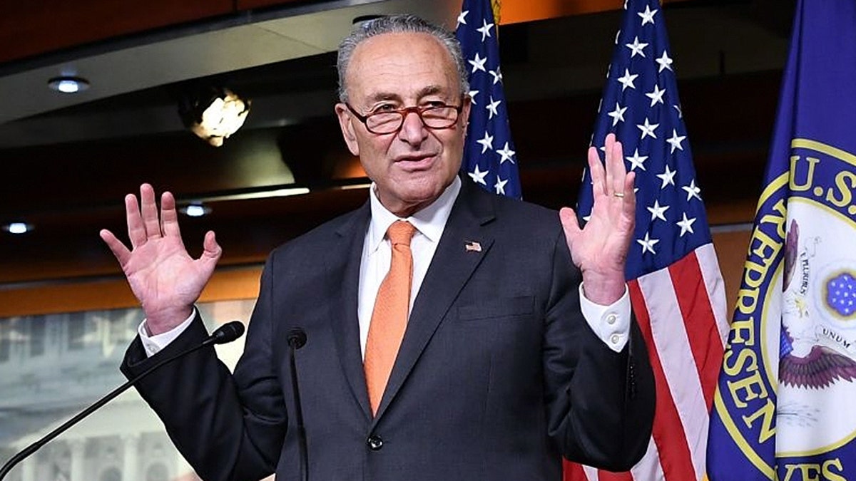 U.S. Senate Minority Leader Chuck Schumer, Democrat of New York, speaks during a weekly news conference at the US Capitol in Washington, DC, on August 6, 2020. (Photo by Mandel NGAN / AFP) (Photo by MANDEL NGAN/AFP via Getty Images)