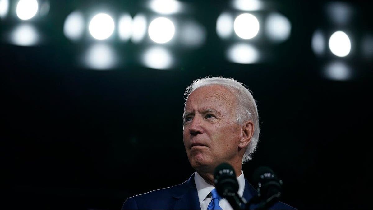 Democratic presidential candidate former Vice President Joe Biden pauses as he speaks in Wilmington, Del., Sept. 2, 2020, about school reopenings. (AP Photo/Carolyn Kaster)