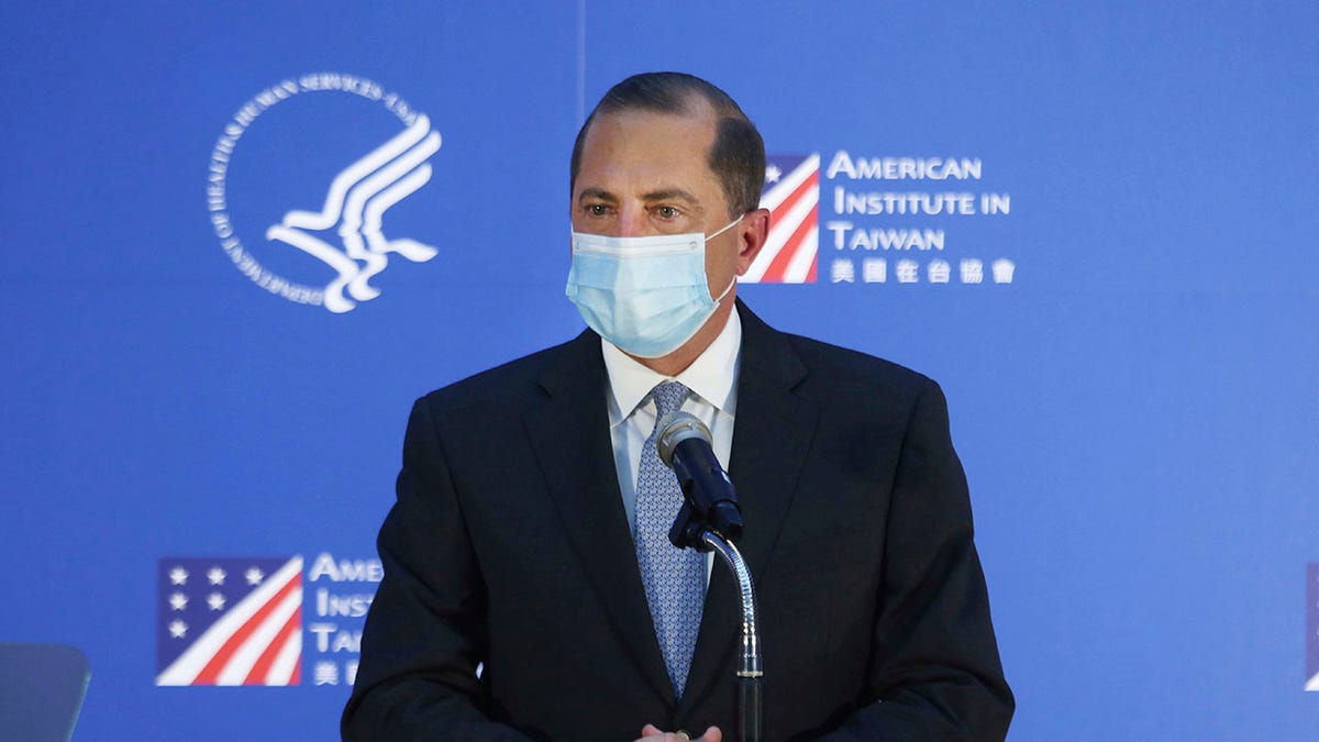 U.S. Health and Human Services Secretary Alex Azar delivers a speech at National Taiwan University College of Public Health in Taipei, Taiwan in August. (Associated Press)