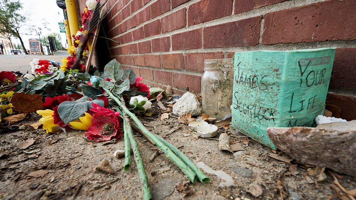 A memorial for James Scurlock is seen Sept. 16, 2020, near where he was shot and killed on May 30, in Omaha, Neb. (Associated Press)