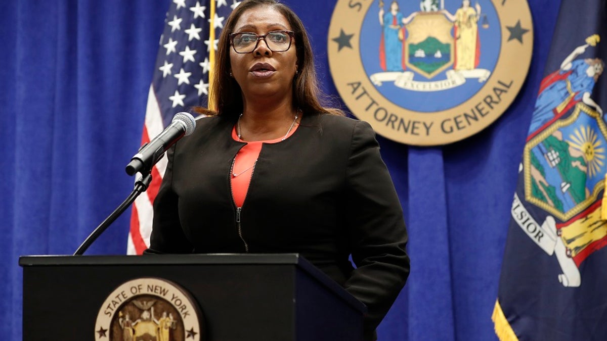 New York State Attorney General Letitia James addresses the media during a news conference in New York. (AP Photo/Kathy Willens, File)