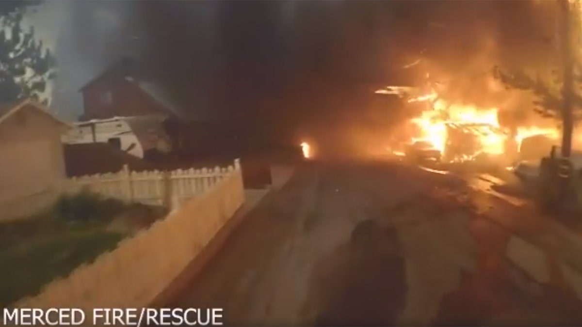 Dramatic footage from the city of Merced Fire Department shows the devastation from the Creek Fire in the first 12 hours of the blaze.
