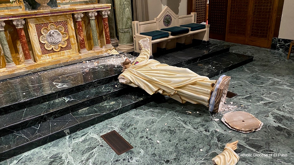 Destroyed statue in El Paso church