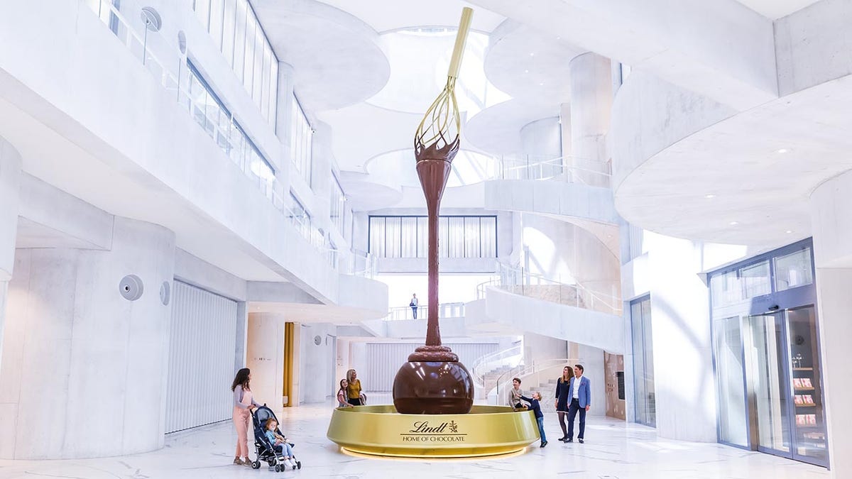 The pièce de résistance is a 30-foot fountain, reportedly spewing "real melted chocolate."