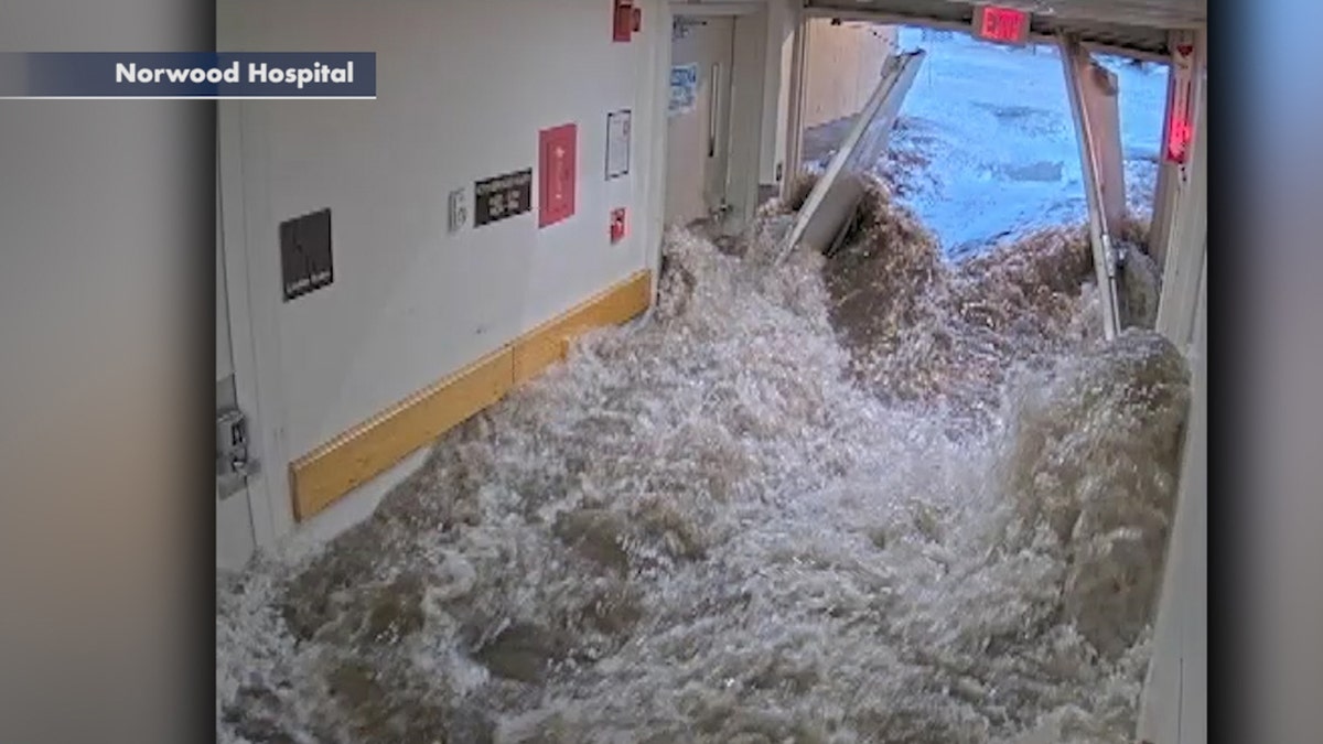 Flash flooding struck Norwood Hospital in Norwood, Mass., on June 28, 2020.