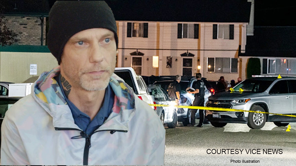 A photo illustration shows self-described Antifa supporter Michael Forest Reinoehl and the scene in Washington state in September 2020 after Reinoehl was fatally shot by law enforcement officers.