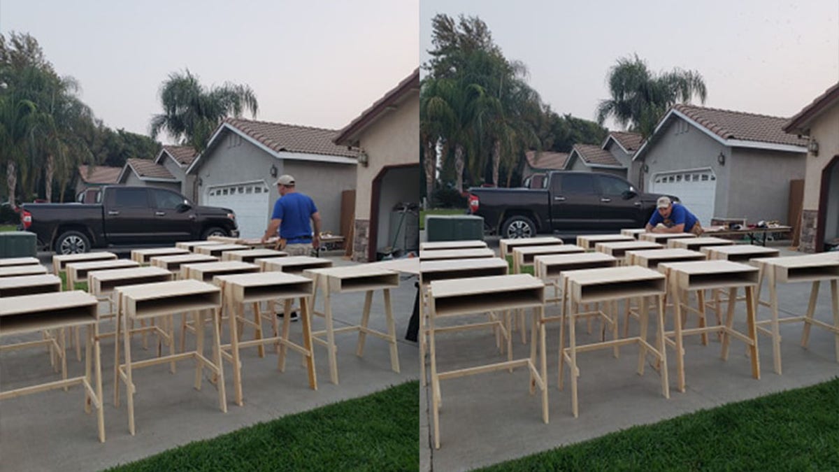 To help start the school year off strong, Mitchell Couch has produced dozens of free desks for children in the community.