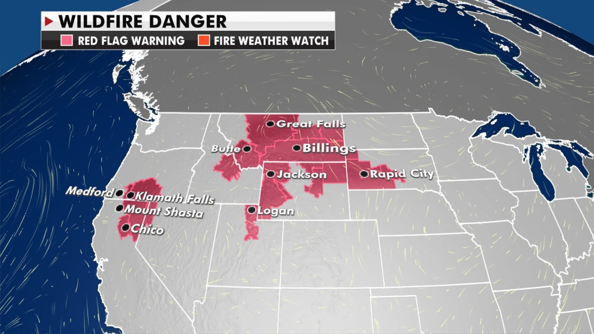 Fire danger lingers across the West on Monday, Sept. 14, 2020.