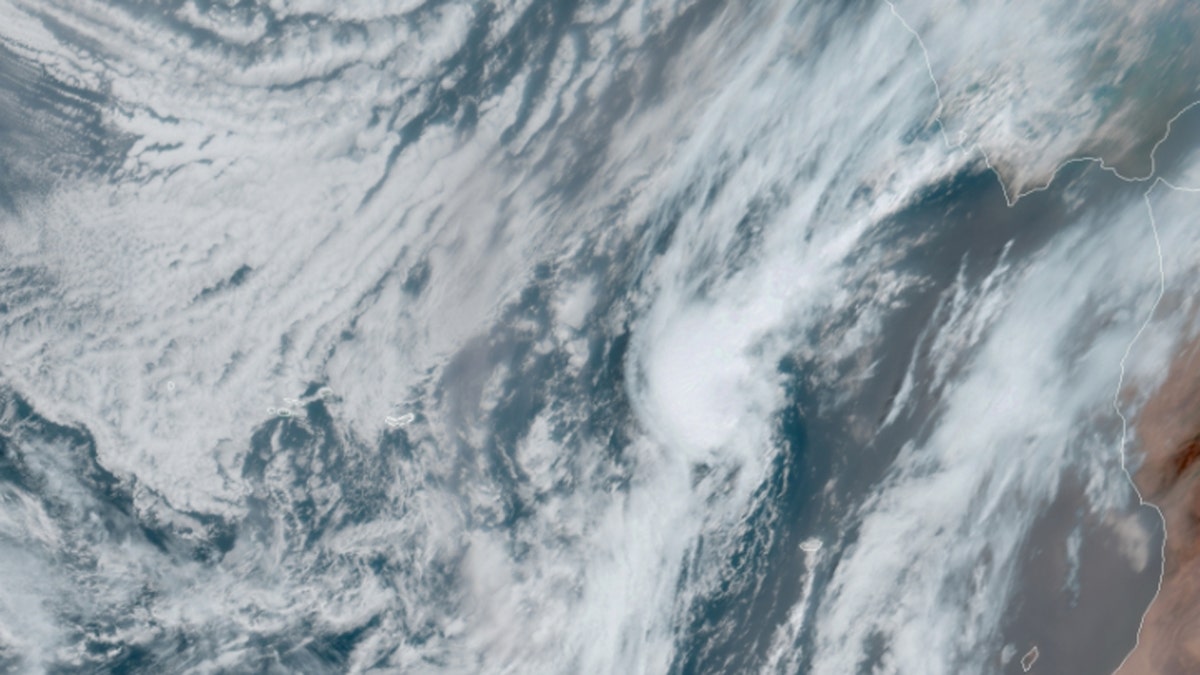 Post-tropical cyclone Paulette can be seen in satellite imagery on Sept. 23, 2020.