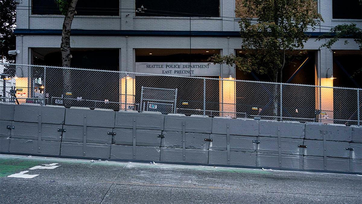 A new wall outside of the Seattle Police Departments East Precinct is seen on August 30, 2020 in Seattle, Washington. 