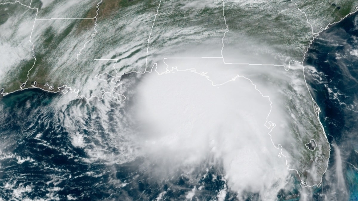 Hurricane Sally can be seen just off the U.S. Gulf Coast on Monday, Sept. 14, 2020.