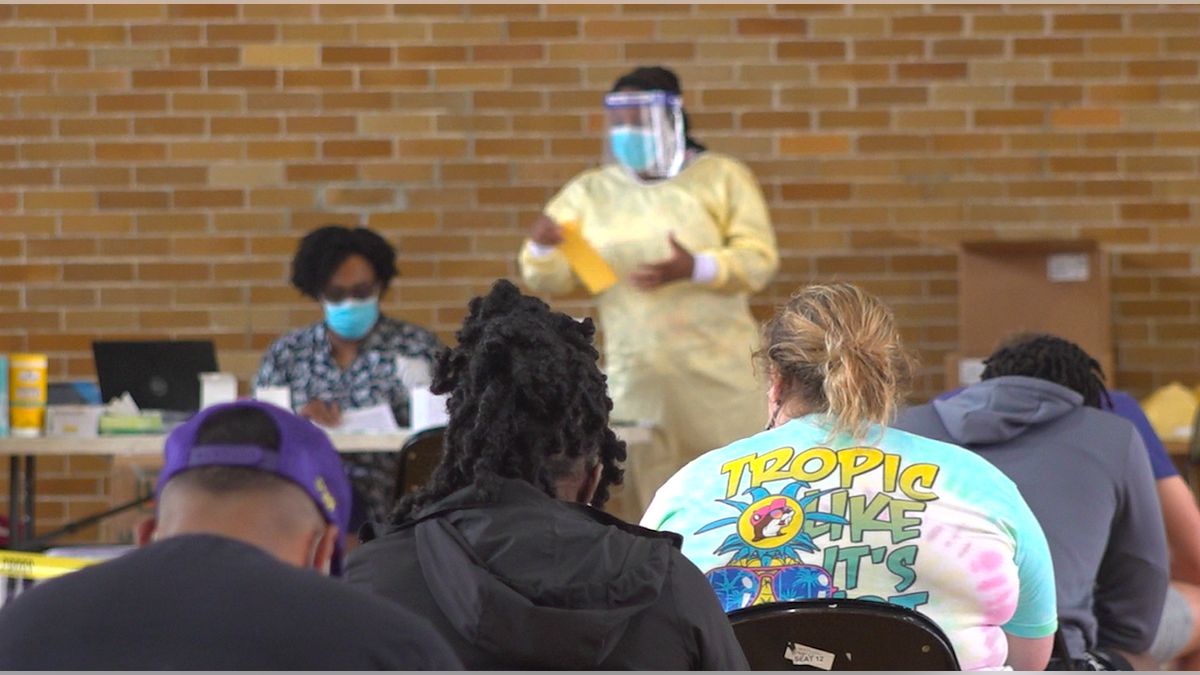Students at Alabama State University waiting on their rapid COVID-19 test results.
