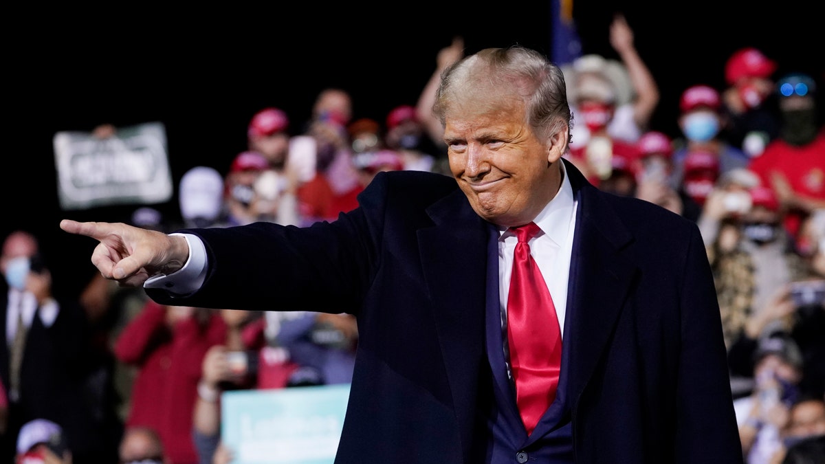 President Donald Trump appears at a campaign rally at Fayetteville Regional Airport in Fayetteville, N.C., Sept. 19, 2020. (Associated Press)