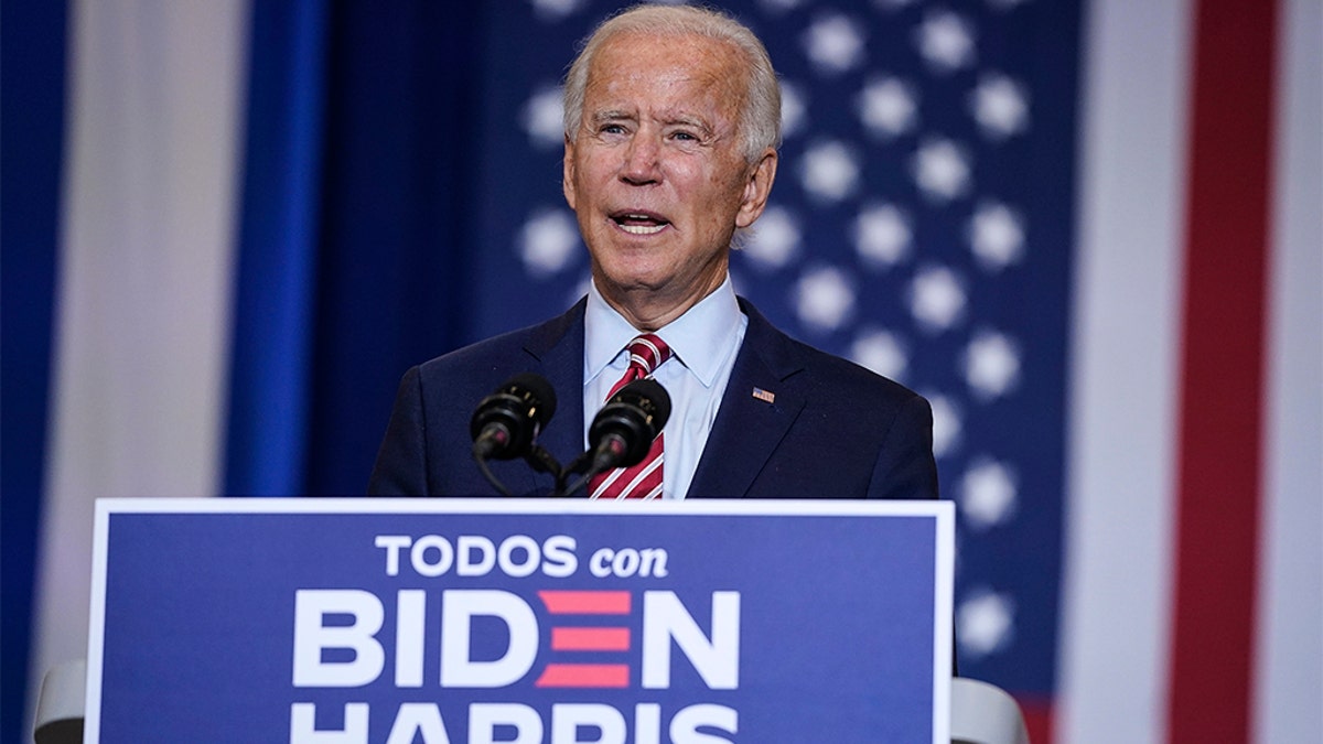 Democratic presidential nominee and former Vice President Joe Biden speaks at a Hispanic heritage event at Osceola Heritage Park on September 15, 2020 in Kissimmee, Florida. (Photo by Drew Angerer/Getty Images)