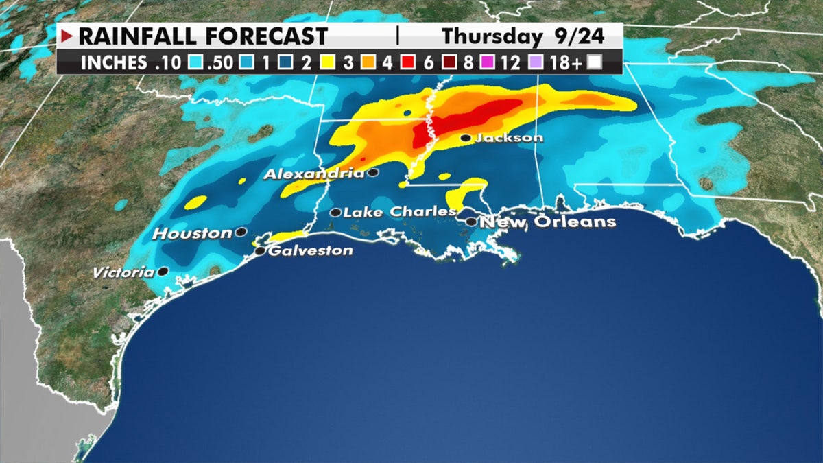 Expected rainfall amounts through Thursday from Tropical Storm Beta