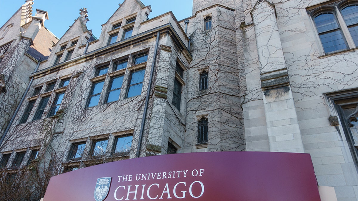 Chicago, IL, USA - March 12, 2015: Sign for the University of Chicago in the Hyde Park area of Chicago, IL, USA on March 12, 2015.