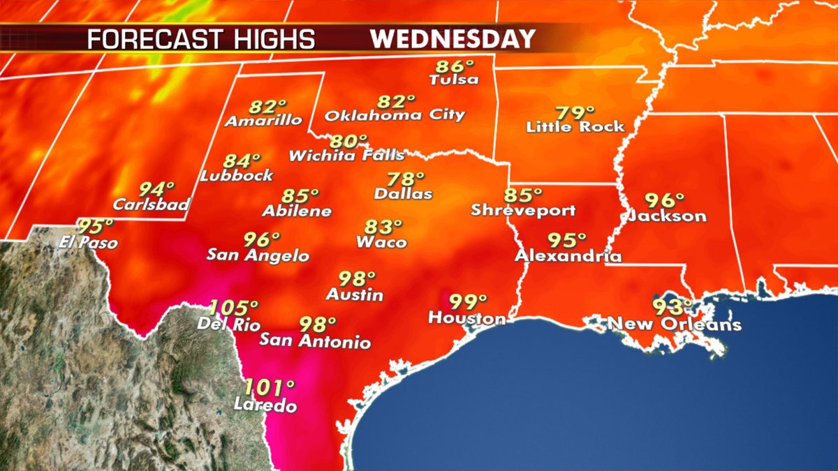High temperatures for Wednesday, Sept. 2, 2020.