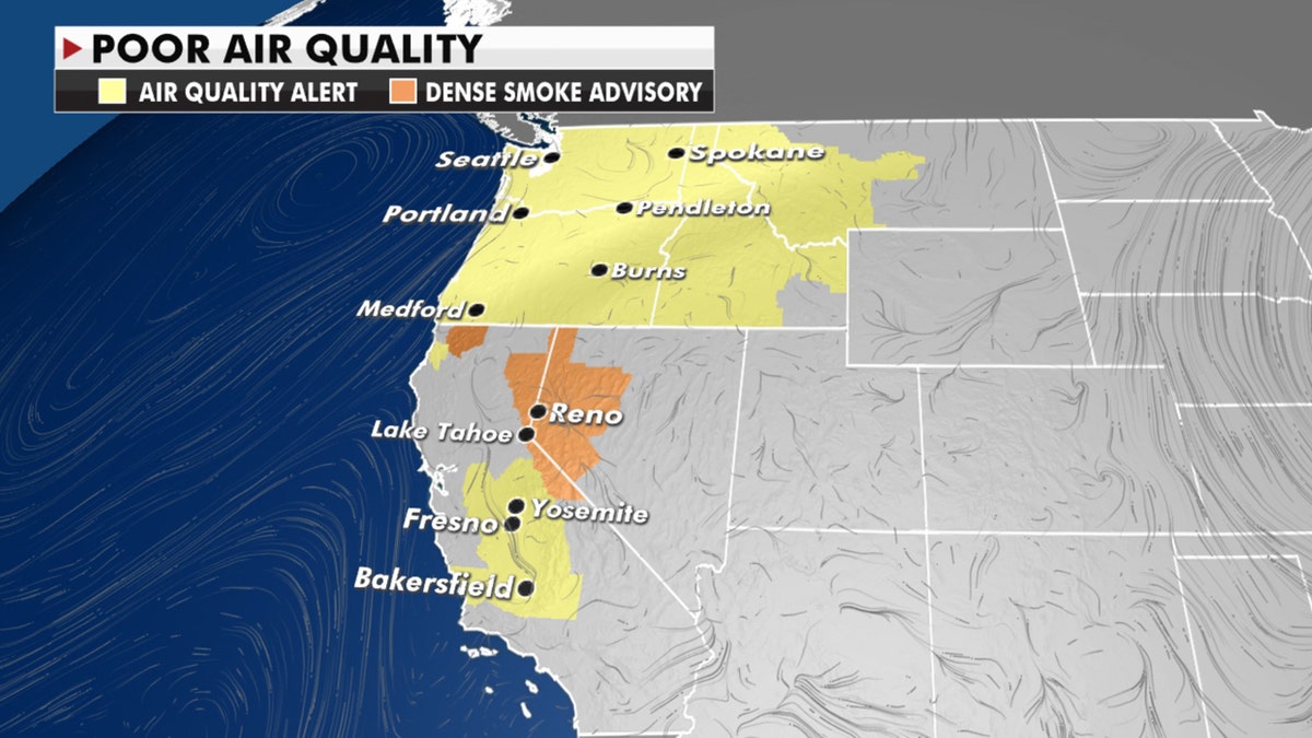 Poor air quality can be expected again in parts of the West Coast and Northwest.