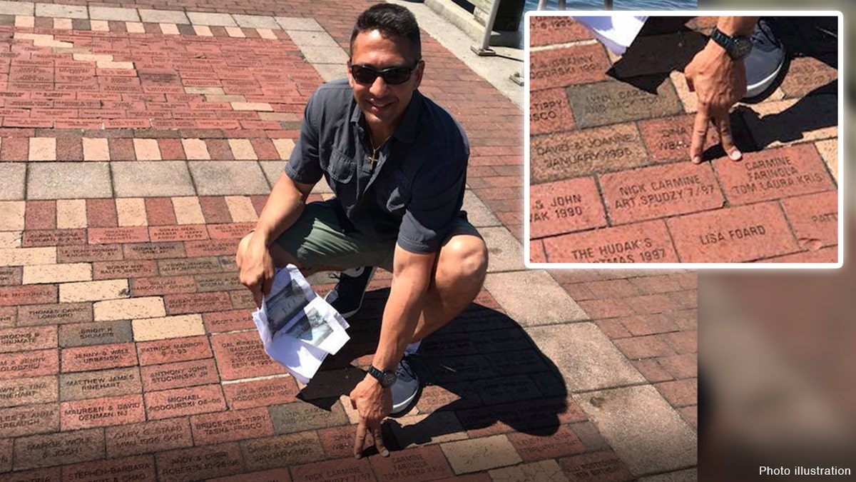 Twenty-one years after his father's trip, Rob Conzo followed in his wake and found the brick in honor of his dad's crew in Baltimore Harbor.