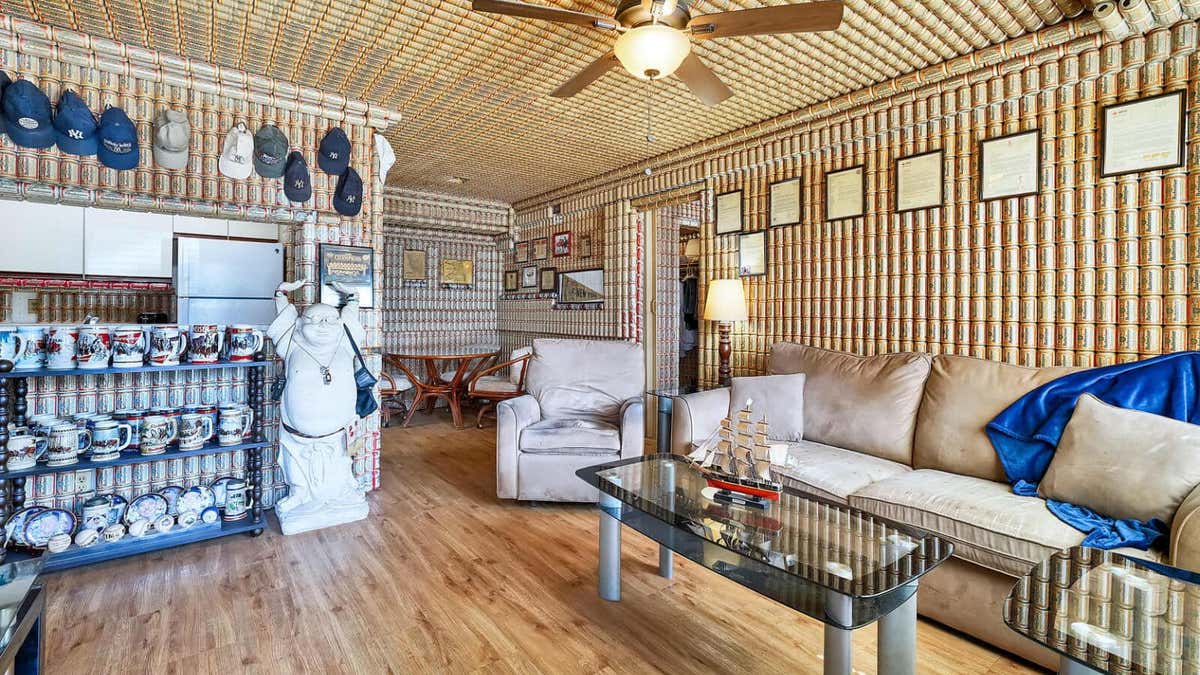The home was originally designed as part of a U.S. Navy Veteran's beer can project, which he began in 1990.