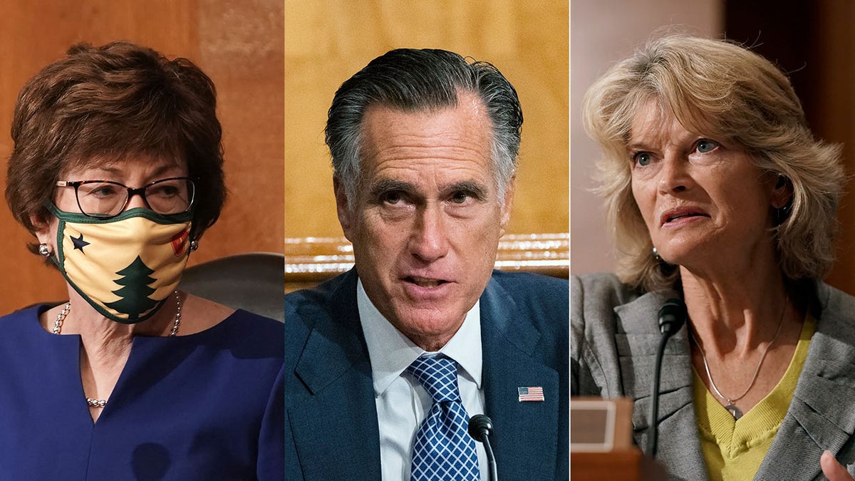President Trump's ability to successfully replace Supreme Court Justice Ruth Bader Ginsburg on the bench could hinge on the support of Republican senators like Susan Collins of Maine (left), Mitt Romney of Utah, and Lisa Murkowski of Alaska. (Associated Press)