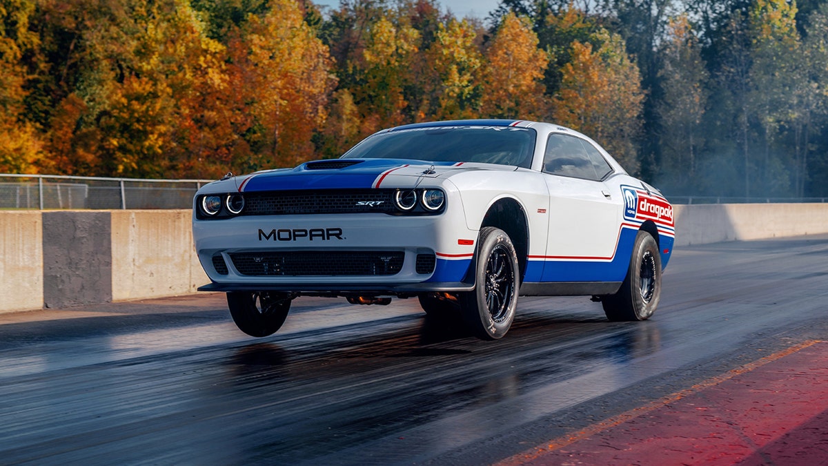 The Dodge Challenger Mopar Drag Pak is a factory racing version of the Challenger that's not for street use.
