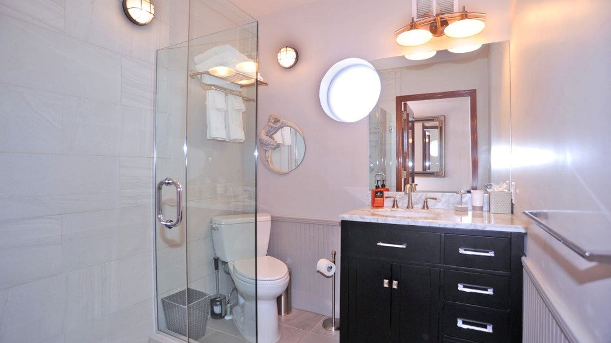 The floating home has two bathrooms and can sleep four.
