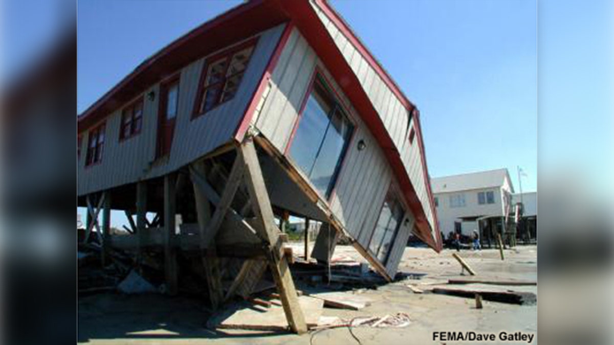 Although elevated, this house in North Carolina could not withstand the 15 feet of storm surge that came with Hurricane Floyd in 1999.
