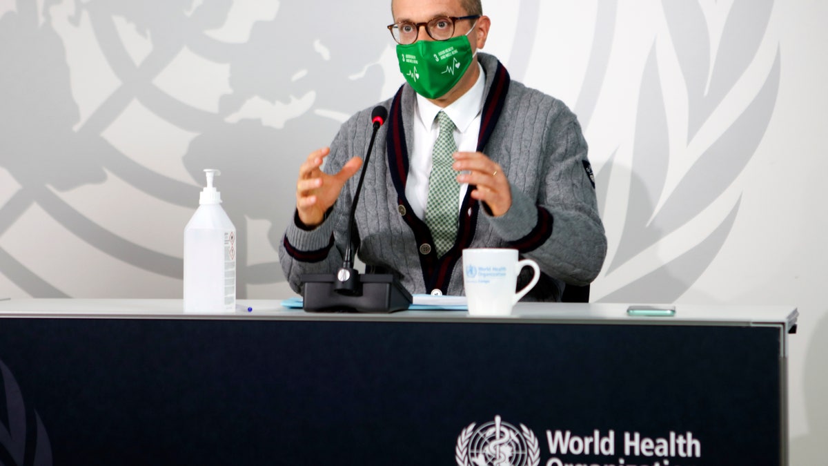 World Health Organization regional director Dr. Hans Kluge speaks during an online news conference with Katie Smallwood, WHO Europe’s senior health emergency officer, in Copenhagen, Denmark, on Thursday Sept. 17, 2020. Kluge said his decision to wear a mask was “a clear signal that we are going into a worsening situation” with the coronavirus in WHO Europe’s 53-country region.