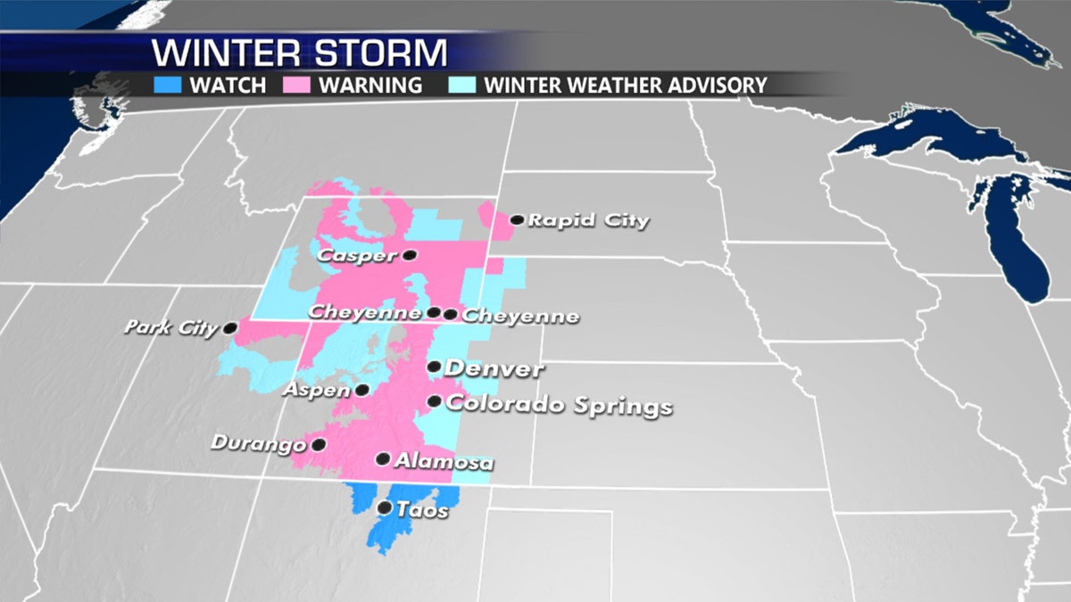 Winter storm warnings and advisories stretch through the region.