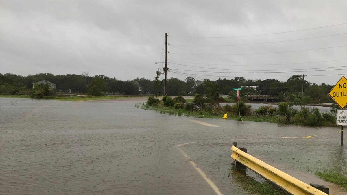 Multiple roads in Pascagoula, Miss. were blocked due to "standing water" as storm surge impacted the area as Hurricane Sally neared the area.