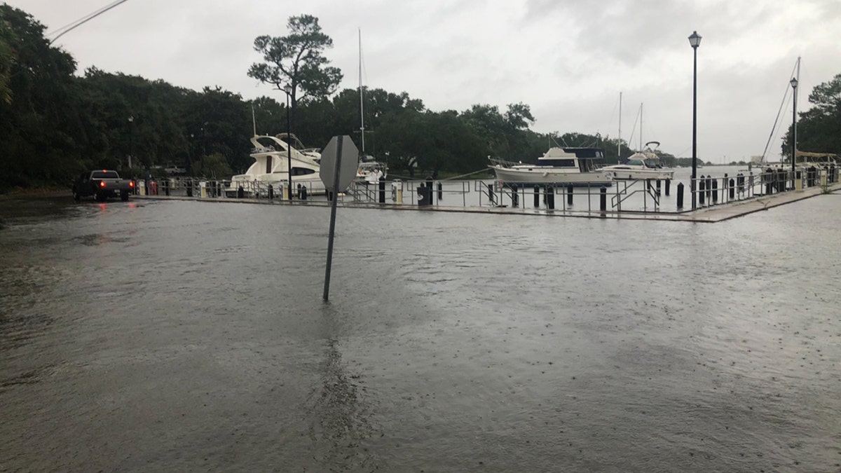 Multiple roads in Pascagoula, Miss. were blocked due to "standing water" as storm surge impacted the area as Hurricane Sally neared the area.