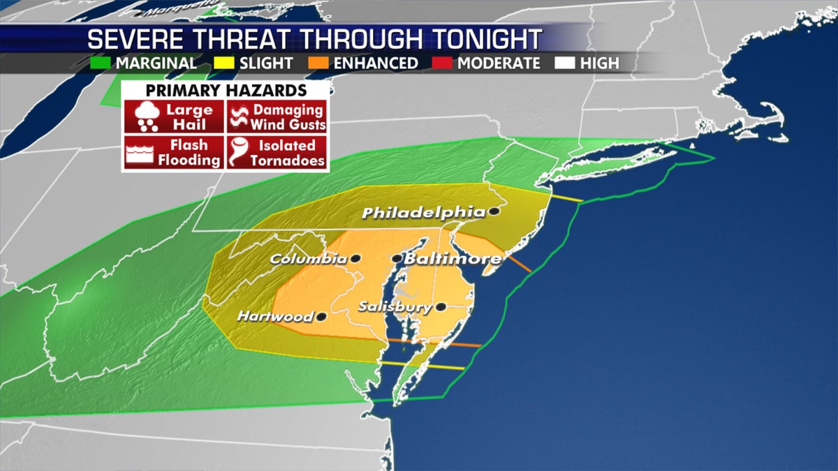 The areas at greatest risk of severe weather on Thursday, Sept. 3, 2020.