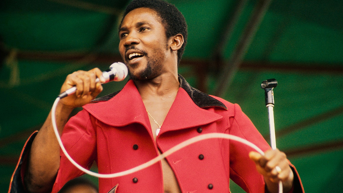 Toots Hibbert of Toots and the Maytals performs on stage in Hyde Park, London, 31st August 1974.
