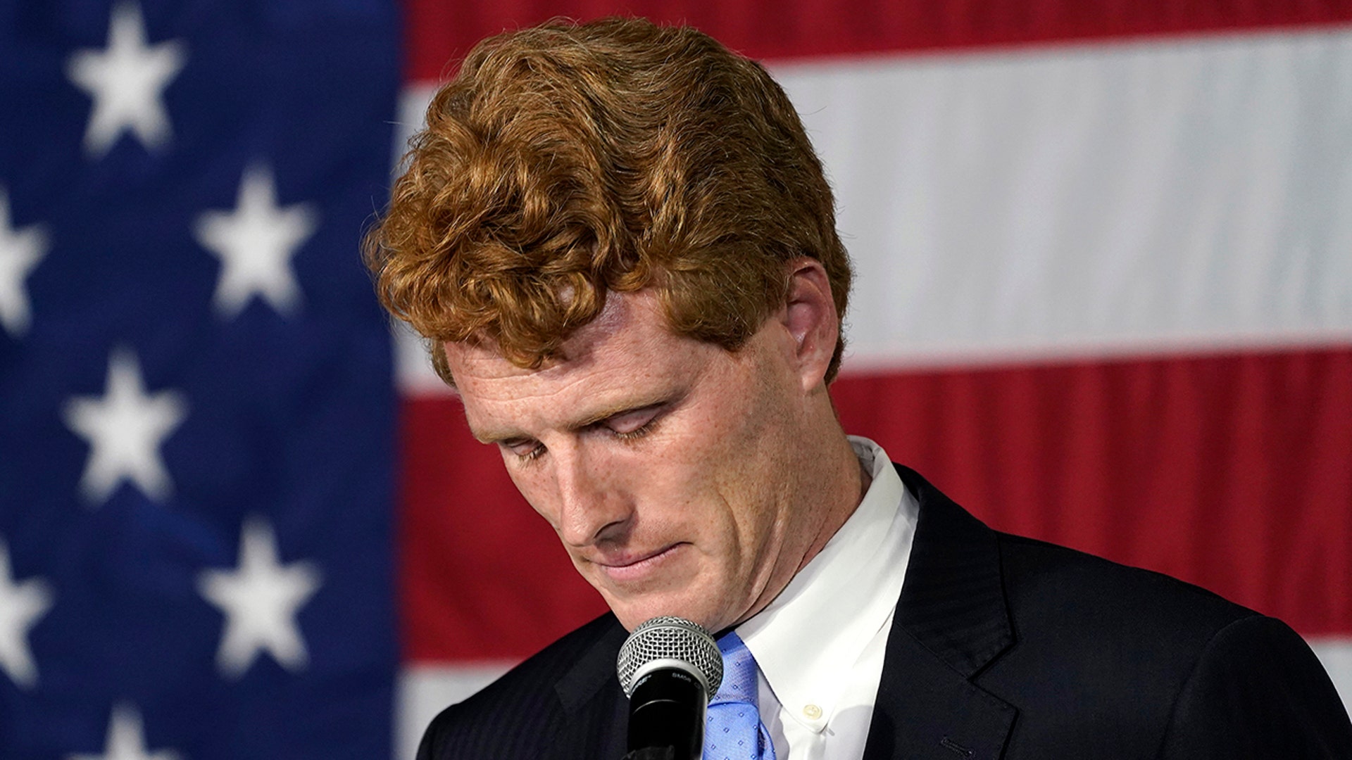 U.S. Rep. Joe Kennedy III speaks outside his campaign headquarters after conceding defeat to incumbent U.S. Sen. Edward Markey in the Massachusetts Democratic Senate primary, in Watertown, Massachusets, Sept. 1, 2020.