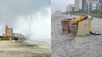 Tornado touches down on Myrtle Beach oceanfront, sends beach chairs flying