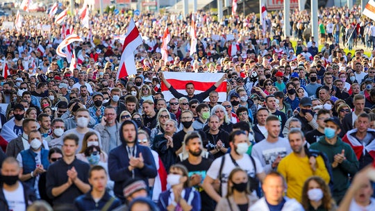 Belarus sees another massive Sunday protest after opposition leader detained