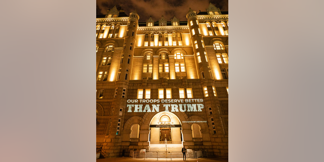 Democrats project campaign messages on Trump Hotel in DC 2 Images projected on Trump Hotel in Washington D.C. on Friday, Sept. 4, 2020, by the Democratic National Committee. Photo from DNC.