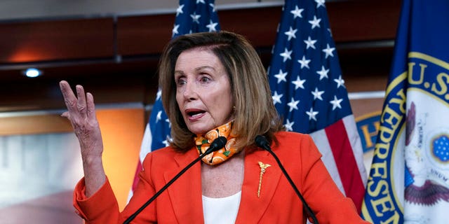 Speaker of the House Nancy Pelosi, D-Calif. speaks during a news conference Thursday, Sept. 24, 2020 on Capitol Hill in Washington.