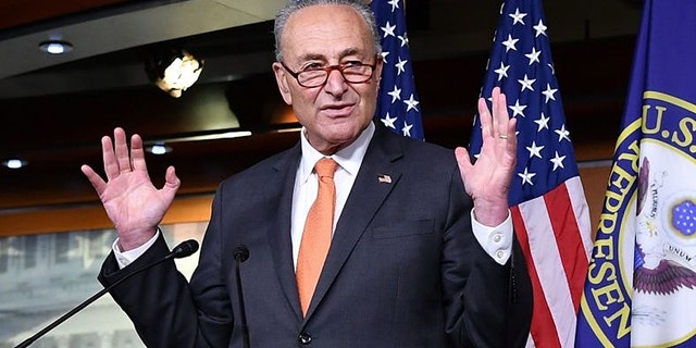 U.S. Senate Minority Leader Chuck Schumer, Democrat of New York, speaks during a weekly news conference at the US Capitol in Washington, DC, on August 6, 2020. (Photo by Mandel NGAN / AFP) (Photo by MANDEL NGAN/AFP via Getty Images)