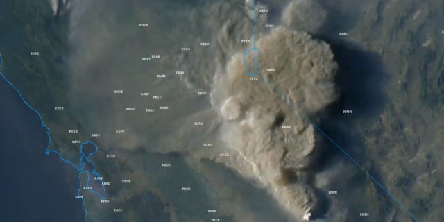 The large smoke plume from the Creek Fire in California can be seen in satellite imagery from Saturday, Sept. 5, 2020.