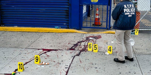 In this Sept 5, 2016, file photo, crime scene investigators with the New York Police Department work at the scene where multiple people were killed and others injured in a shooting during J'ouvert festivities in the Brooklyn borough of New York. NYPD Commissioner Dermot Shea on Tuesday said the department reached a 25-year high in gun arrests last week with 160 people taken into police custody. (AP Photo/Craig Ruttle, File)