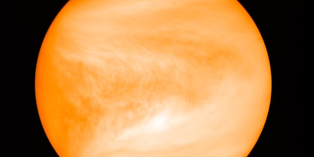 This May 2016 photo provided by researcher Jane Greaves shows the planet Venus, seen from the Japan Aerospace Exploration Agency's Akatsuki probe. A report released on Monday, Sept. 14, 2020 says astronomers have found a potential signal of life high in the atmosphere of our nearest neighboring planet. (J. Greaves/Cardiff University/JAXA via AP)