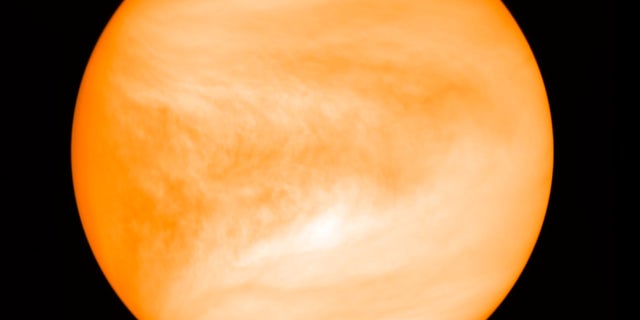 This May 2016 photo provided by researcher Jane Greaves shows the planet Venus, seen from the Japan Aerospace Exploration Agency's Akatsuki probe. A report released on Monday, Sept. 14, 2020 says astronomers have found a potential signal of life high in the atmosphere of our nearest neighboring planet. (J. Greaves/Cardiff University/JAXA via AP)
