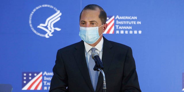 U.S. Health and Human Services Secretary Alex Azar delivers a speech at National Taiwan University College of Public Health in Taipei, Taiwan in August. (Associated Press)